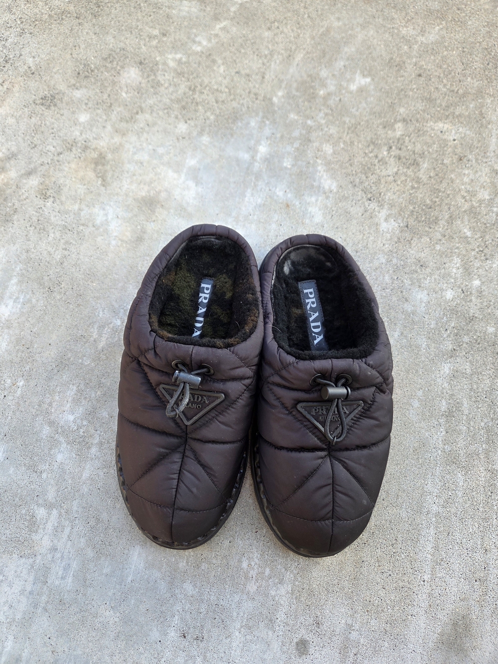 Prada Quilted Brown Slide Mules - Picture 8 of 8